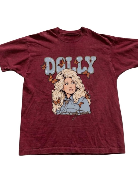 Gildan Tops - Red Dolly Graphic Tee with Butterflies